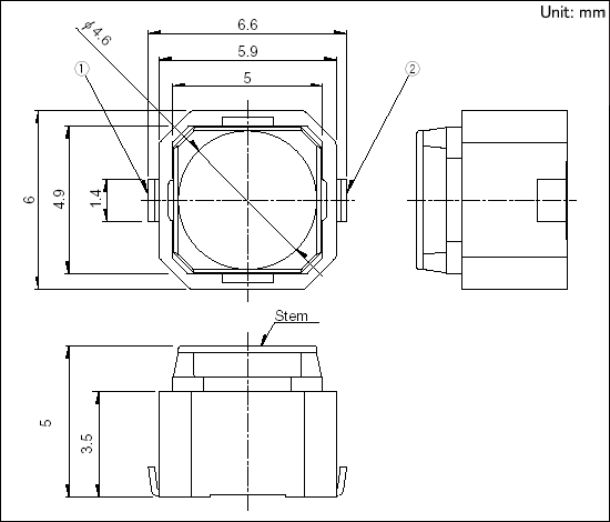 6*6alps輕觸開(kāi)關(guān)_SKPMAPE010_規(guī)格圖紙